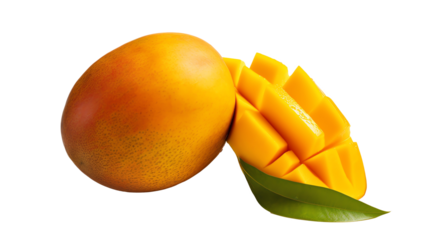 a mango and a slice of mango