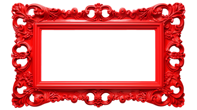 a red rectangular frame with a white background