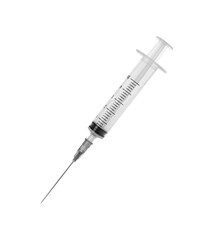 New medical syringe with needle isolated on white