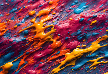 Vibrant Paint Splashes and Swirls on Canvas