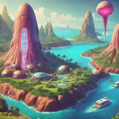 Alien Island Icon EPS Format Design Very Cool 