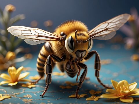 hyper realistic hd picture, honeybee in flight hd image, hd animal wallpaper