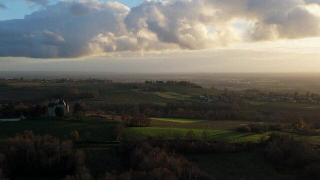 Aerial view bordeaux vineyard in winter, landscape vineyard, High quality 4k footage