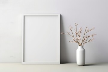 Blank picture frame mock-up on wall in modern interior.