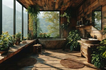 Spa corner design in modern design bathroom