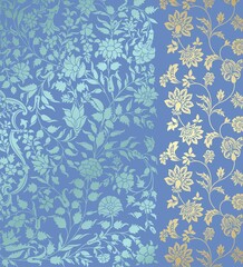 wedding card design, traditional paisley floral pattern , royal India	