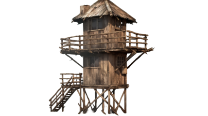 Guard tower. isolated object, transparent background 