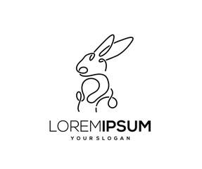 Rabbit Animal, Hand Drawn Logo Design Vector