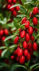 a close up of a plant with red berries
