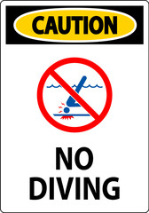 Pool Safety Sign Caution, No Diving