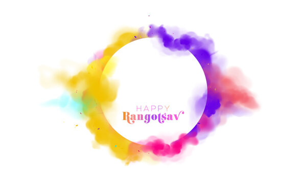 Indian festival of colors. Happy Holi wishing text with colorful color paint splash and explosion Creative. Vector illustration banner poster