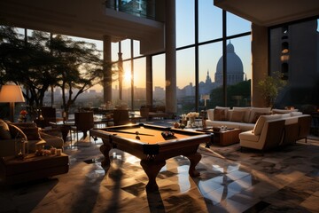 Fototapeta premium modern billiards club room decoration inspiration ideas
