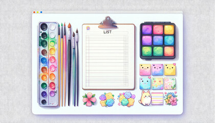 watercolor set of list sheet digital cute sticky notes memo 
