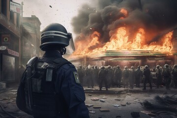 Illustration of civil unrest protest. Generative AI