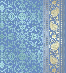 wedding card design, traditional paisley floral pattern , royal India	