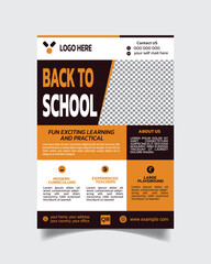 Modern Back To School Flyer or School Admission Leaflet Template Vector File 