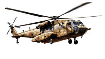 military helicopter on a transparent background