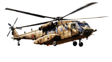Fotobehang Helikopter military helicopter on a transparent background