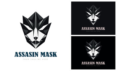 Obraz premium Assassins mask face mosaic style modern logo template design for brand or company