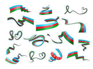 3d Set Of Different Style Of Azerbaijan Flags Waving Ribbon Flags White Background 3d Illustration