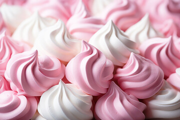 Close-up of light pink twisted marshmallow, food background.