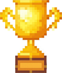 Obraz premium A golden trophy pixel art isolate white background