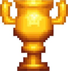 Fototapeta premium A golden trophy pixel art isolate white background