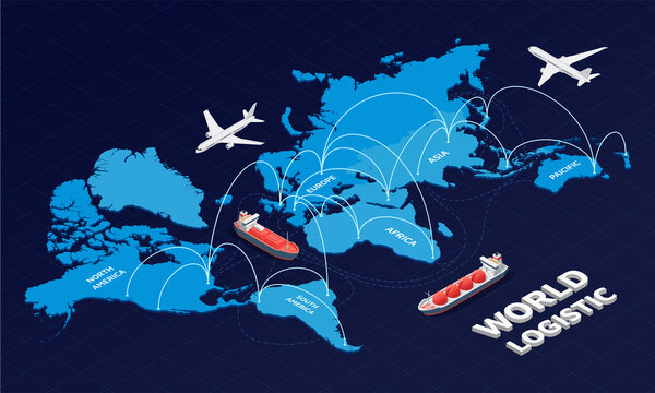 Isometric world logistic illustration