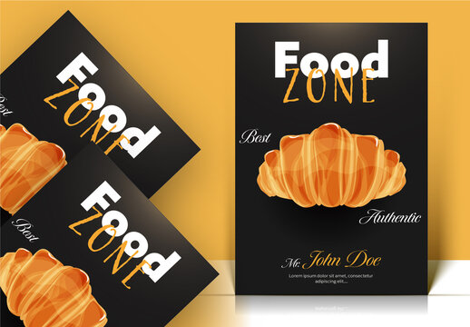 Best Food Zone Cookbook or Recipe Book Cover in Black Color with Croissant Bread.