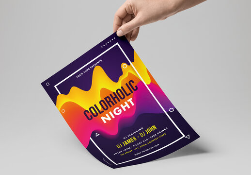 Colorholic Night Party Theme Flyer, Template Presentation with Abstract Waves
