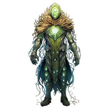 Character for innovation in sustainable practices and eco-friendly solutions. Natural knight or warrior design concept. isolated png transparent