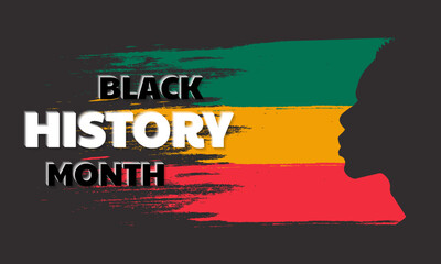 Vector illustration for celebrating African American History Month, silhouette of African man with text black history month