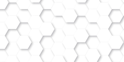 Background white hexagons. Abstract background with lines. white texture background. hexagon abstract background. Surface polygon pattern with glowing hexagon paper texture and futuristic business. - obrazy, fototapety, plakaty