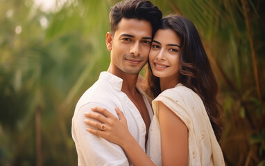 Obraz premium young beautiful indian smiling couple embracing in love