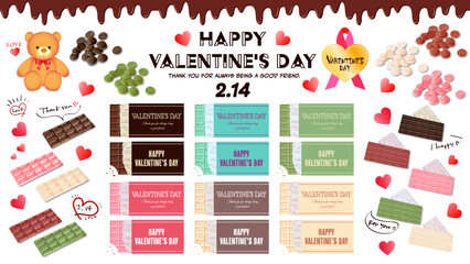  板チョコセット（ビターチョコ・ホワイトチョコ・ストロベリーチョコ・抹茶チョコ・チョコミント） © erink stock