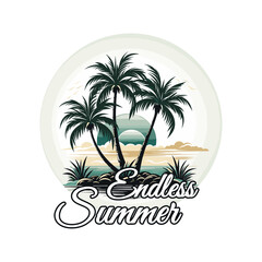Fototapeta na wymiar Beach Summer T Shirt beach vibes vintage. Trendy summer t shirt print, poster, sticker and other uses 
