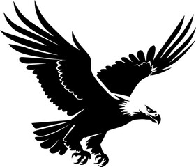 Obraz premium Bald Eagle silhouette isolated on white. AI generated illustration.