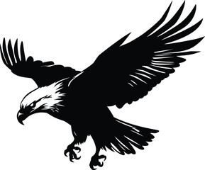 Bald Eagle silhouette isolated on white. AI generated illustration.