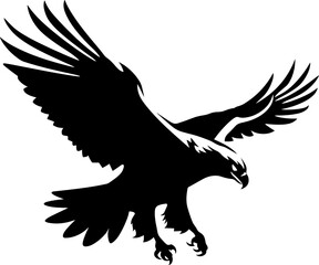 Bald Eagle silhouette isolated on white. AI generated illustration.