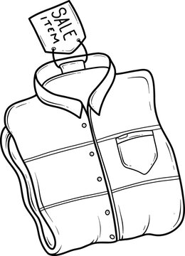 Line drawing of a folded shirt with a sale tag