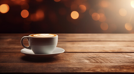 A cup of fragrant coffee on a warm background picture
 - obrazy, fototapety, plakaty