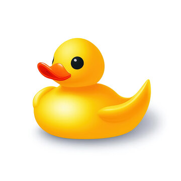 Yellow rubber duck flat isolated on white background. Cute rubber duck illustration.