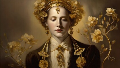 golden baroque human portrait