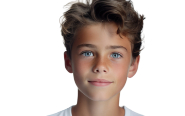 Boy's Reflective Portrait On Isolated Background