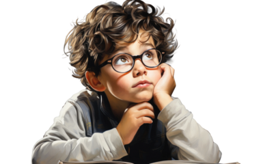 Boy with Glasses On Isolated Background