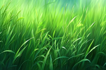 Fototapeta na wymiar Vibrant Green Grass Texture in Bright Daylight