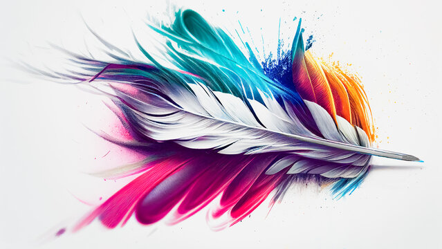 Beautiful strokes of multi-colored paint of a bird's feather