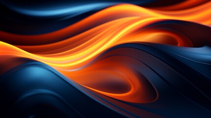 abstract background with smooth lines in blue, orange and black colors