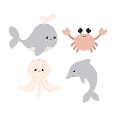Naklejka premium vector set of marine animal illustrations