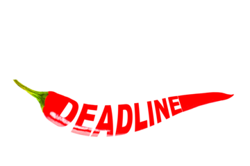 DEADLINE. Creative text on red hot chili pepper. Transparent background. PNG